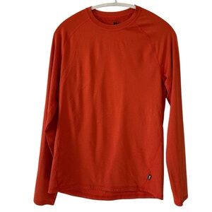 REI CO-OP Men’s Orange Red Trail Running Hiking Long Sleeve Layering Shirt-Small